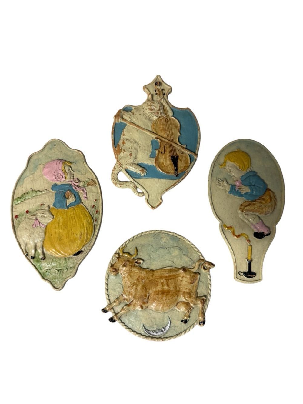 Vintage 1940s syroco nursery rhyme wall plaques